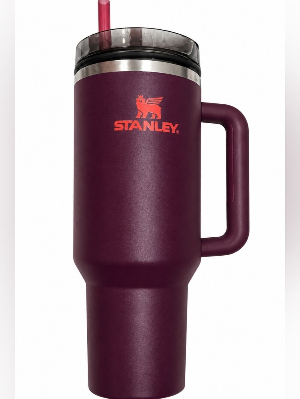 Stanley 40oz Stainless Steel Insulated Travel Mug With Lid And Straw In Plum